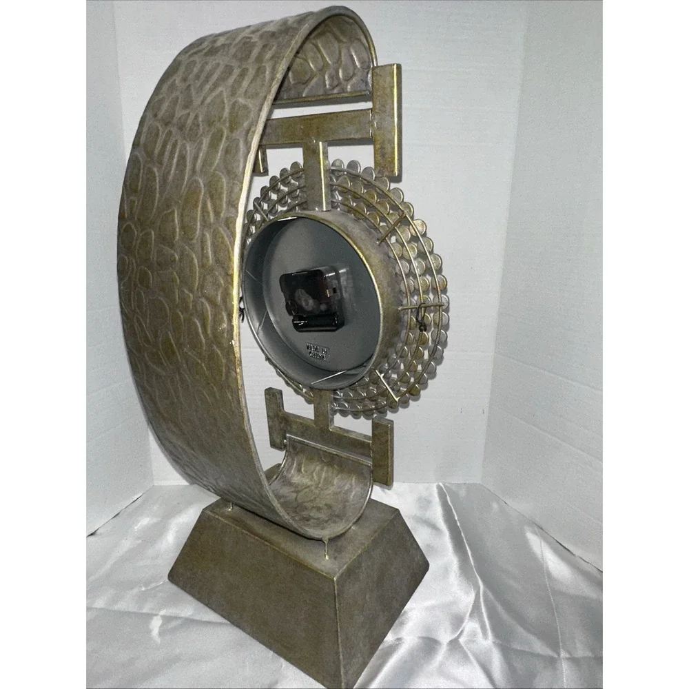 Oversized Wristwatch Style‎ Desk Clock Gold Tone Crystal Bejeweled Table Decor